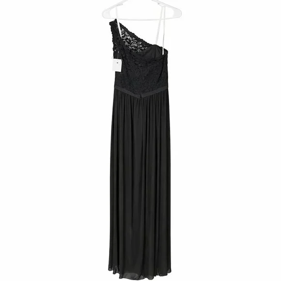 David’s Bridal One Shoulder Long Lace Dress Black Size 10 NWT - Picture 5 of 9